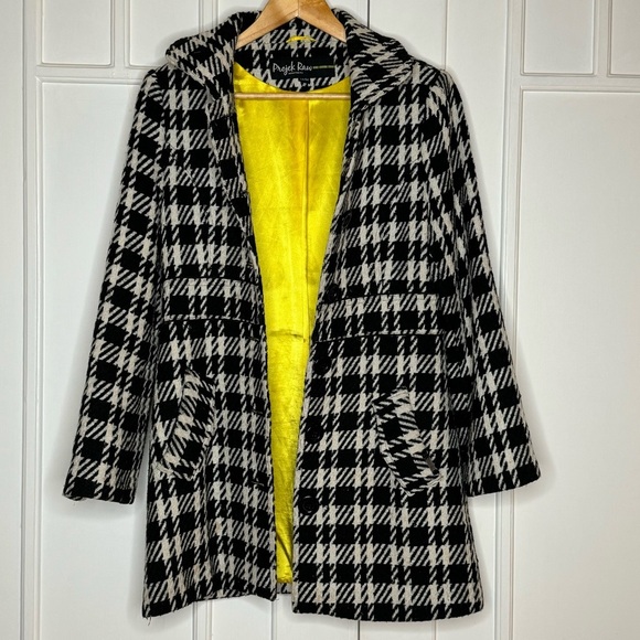 Vintage Designer Peacoat Houndstooth 3/4 Length Wool Designer Project Raw Medium - Picture 3 of 12